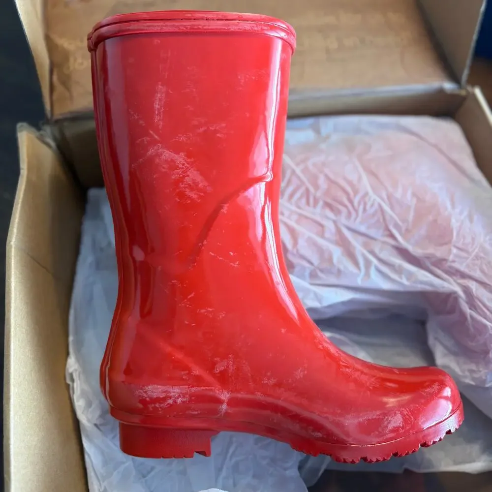 Roma Emma Mid Rain Boots 6 US 37 EU NWT Red Mid Calf Wellies